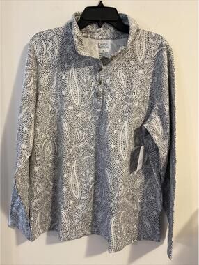 Croft Barrow Womens XL Gray Half Button Pullover Fleece Sweater NWT! A1771